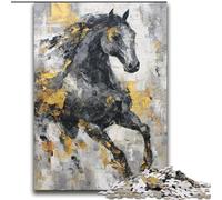 2000 Pieces Jigsaw Puzzles For Teens And Adults Black Golden Horse Stress Reliever Difficult Challenge Unique Home Decor And Gifts 70x100cm