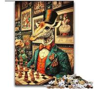 2000 Pieces Jigsaw Puzzles For Teens And Adults Giraffes Playing Chess Stress Reliever Difficult Challenge with Matching Poster And Trivia Sheet 70x100cm