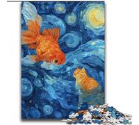 2000 Pieces Jigsaw Puzzles For Teens And Adults Orange Cat And Goldfish Suitable for People Aged 14 And Above Educational Game Challenge Toy Gift For Birthdays 70x100cm
