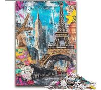 2000 Pieces Jigsaw Puzzles For Teens And Adults Paris Stamp Collage Brain Teaser Game Wall Decoration Unique Birthday And Xmas Gifts 70x100cm