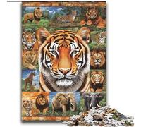 2000 Pieces Jigsaw Puzzles For Teens And Adults Tiger Collage Stress Reliever Difficult Challenge with Matching Poster And Trivia Sheet 70x100cm
