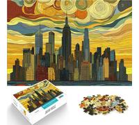 2000 Pieces Jigsaws Adults Puzzles Gifts “New York City Skyline in Van Gogh St” Made of cardboard，for and 14 years and over educational challenge because it is ideal as a gift for the whole family。