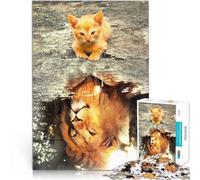 2000 Pieces Puzzles for Adults Cat reflect the Lion Made of cardboard for age 14+ Educational games Home decoration Secret Santa Gifts。size：70x100cm/27.5x39.3inch