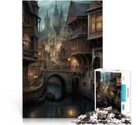 2000 Pieces Puzzles for Adults Medieval City by night Made of cardboard for age 14+ Puzzle game Offered as gifts for the whole family。size：70x100cm/27.5x39.3inch