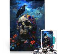 2000 Pieces Puzzles for Adults teenagers Raven Skull Flowers Made of cardboard for age 14+ for educational game challenge toy Gift for birthdays。size：70x100cm/27.5x39.3inch