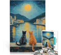 2000 Pieces Puzzles for teenagers Cats by the Moonlit River Mustermontage denn eignet sich ideal als Geschenk für die ganze Familie70x100cm