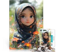 2000 Pieces Puzzles for teenagers Cute Cartoon Girl in Hijab Entspannungsspiele Lernspiel für Geburtstag, Weihnachten70x100cm
