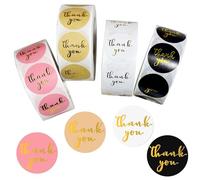 2000 Premium Self-Adhesive Thank You Stickers for Gift Wrapping, Crafts, and Business Packaging in Vibrant Colors with Gold Foil