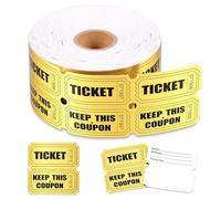 2000 Raffle Tickets,Tickets Roll for Events Double Pages Consecutively Numbered Prize Tokens for Events, Carnivals, Door Prizes & Drinks(Golden)
