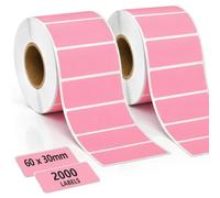 2000 Sticky Labels on a Roll 60 x 30mm, Pink Self Adhesive Blank Address Labels to Write On, Label Stickers for Fridge & Freezer Food Storage, Kitchen Spice Jars, Crafts & Schools