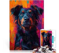 2000 teenager Pieces Jigsaw Puzzle Shepherd Mix Dog Portrait in Abstract Colors Pop Art Style Lernspiele Perfekte Dekoration70x100cm
