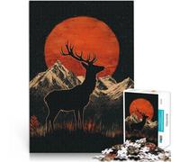 2000 teenager Pieces Jigsaw Puzzle Silhouette Deer Under Red Moon Lernspielzeug Künstlersammlung, Bildende Kunst70x100cm
