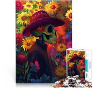2000 teenager Pieces Jigsaw Puzzle Skull and Flowers Staycation: Zeit totschlagen mit passendem Poster und Quizblatt70x100cm