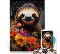 2000 teenager Pieces Jigsaw Puzzle Sloth and Flowers Stressabbau-Spielzeug mit vollständig ineinander greifenden, zufällig geformten Teilen70x100cm