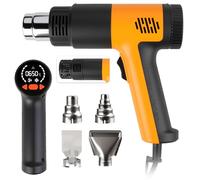 2000 W heat gun, nozzle construction with scald protection, 50 °C - 700 °C temperature and air flow adjustable, with overload protection and ideal for crafts, shrinking PVC, paint stripping