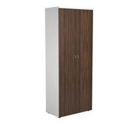 2000 Wooden Cupboard (450mm Deep) White Carcass Dark Walnut Doors