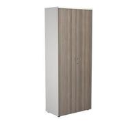 2000 Wooden Cupboard (450mm Deep) White Carcass Grey Oak Doors