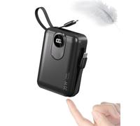 20000 mAh Power Bank with Integrated Cable: 22.5 W Fast Charging External Battery for Mobile Phone, USB C (Input & Output) Battery Pack, Power Bank with 4 Outputs & 2 Inputs 20000 mAh Power Bank