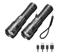20000LM Super Bright LED Flashlight | USB-C Rechargeable & Waterproof (IPX7) | Adjustable Zoom & 5 Modes | Power Bank with Battery Display | for Camping, Cycling, Home/Car Emergency Survival Gear