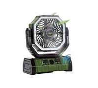 20000mAh Battery Fan Rechargeable with Hook&Bright LED Light Remote Control Timer Auto Oscillation Cordless Green