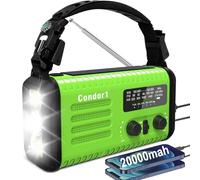20000mAh Emergency Radio Solar Hand Crank Portable AM FM NOAA Radios Rechargeable Battery SOS Alarm Flashlight Reading Lamp for Home Outdoor Emergency