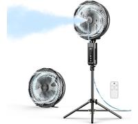 20000mAh Portable Misting Fan, 12-Inch Pedestal & Tabletop Oscillating Fan, Outdoor Fans for Patios with Fans Misting Kit, Rechargeable Battery Operated Fann with Remote/Timer/7 Gear Winds/Strong Mist