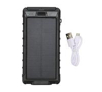20000mAh Portable Solar Phone Charge with Dual USB Ports, LED Flashlight, and, Rugged Solar Power Bank for Camping, Hiking (Black)