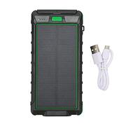 20000mAh Portable Solar Phone Charge with Dual USB Ports, LED Flashlight, and, Rugged Solar Power Bank for Camping, Hiking (Black-Green)