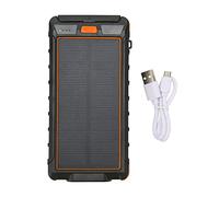 20000mAh Portable Solar Phone Charge with Dual USB Ports, LED Flashlight, and, Rugged Solar Power Bank for Camping, Hiking (Black Orange)