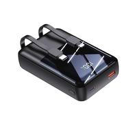 20000mAh Power Bank 22.5W Fast Charging Portable Phone Charger with Built-in Cables LED Display Ultra-compact USB C Battery Pack Compatible with iPhone 16/15/14/13/12 Andriod etc (Black, 20000mAh)