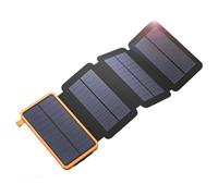 20000mAh Solar Charger, Foldable Orange Portable Power Bank with Four Solar Panels, Type C Two Way Charging, Outdoor Battery Pack with 110H Flashlight