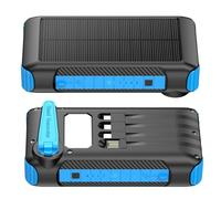20000mAh Solar Power Bank, Portable Charger with Hand Crank Generator, LED Flashlight & Camp Light, UKCA Certified, Quick Charge, 3 Output Cables for Outdoor Camping