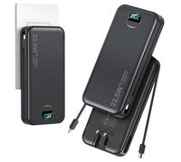 20000mAh Ultra-Portable-Charger-Power-Bank with Built in Cables&AC Wall Plug,PD20W USB-C Fast Charging Cell Phone Charger Battery Pack,LED Display Travel Battery Bank for All iPhone,Samsung,Android
