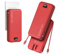 20000mAh Ultra-Portable-Charger-Power-Bank with Built in Cables&AC Wall Plug,PD20W USB-C Fast Charging Cell Phone Charger Battery Pack,LED Display Travel Battery Bank for All iPhone,Samsung,Android