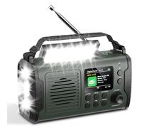 20000mAh Wind Up Radio with Bluetooth, DAB/FM Solar & Hand Crank Power Radio, Flashlight & Reading Light, USB Mobile Phone Charger, SOS Alarm, Portable Emergency Radio for Camping and Outdoor Use