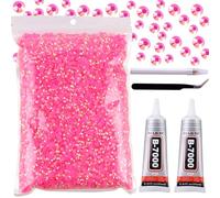 20000Pcs 5mm Hot Pink AB Resin Flatback Rhinestone, Jelly Resin Non-Hotfix Rhinestones for Crafts DIY Design, Tumblers, Clothes, Makeup, Nail Art