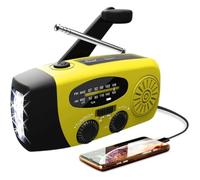 2000mAh Hand Crank Rechargeable Emergency Light, Solar AM/FM Radio flashlight,Wind Up Radio Dynamo USB Charger Light for Household and Outdoor Camping, Hiking (Yellow,1pcs)