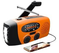 2000mAh Hand Crank Rechargeable Emergency Light, Solar AM/FM Radio flashlight,Wind Up Radio Dynamo USB Charger Light for Household and Outdoor Camping, Hiking (Orange,1pcs)