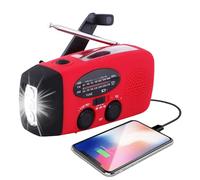 2000mAh High Capacity Rechargeable Radio, SOS Alarm Solar Emergency Hand Crank Radio with LED Flashlight for Outdoor Camping Hiking,AM/FM Portable Weather Radio (Red)
