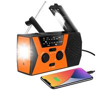 2000mAh NOAA Emergency Weather Radio Portable Power Bank with Solar Charging, Hand Crank & Battery Operated, SOS Alarm, AM/FM & LED Flashlight for Outdoor Emergency