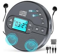 2000mAh Rechargeable Discman CD Player with Bluetooth FM Transmitter,Headphones,LCD Screen,AUX,Built-in Speaker,USB-Portable Personal CD Player Anti-Skip Protection for Car (Grey)