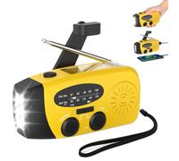 2000mAh Wind Up Solar Hand Crank Emergency Radio | AM/FM Weather Band Radio with LED Torch, SOS Alert & USB Phone Charger for Outdoor Camping Hiking (Yellow)