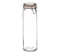 2000ml (2 Litre) Clear Glass Spaghetti Jar with Orange Airtight Silicone Seal and Metal Clip Lid - 70.3oz Empty Kitchen Container - by Argon Tableware
