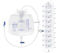 2000mL Catheter Bags for Men and Women 10 Pack Professional Urinary Drainage Bags with Enhanced Anti-Reflux Drip Chamber, 48” Thickened Drainage Tube, Hanging Hook & Adjustable Clips