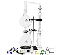 2000ml Essential Oil Distillation Apparatus Lab Glassware Kits Steam Water Distiller Purifier Kits w/Hot Stove Separating Funnel Graham Condenser (2000ml)