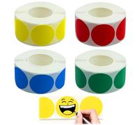 2000PCS Dot Coloured Stickers, 25mm Waterproof Removable Coloured Circle Stickers, 4 Rolls Sticky Dots Colour, Round Sticker Assorted for Coding, Office, School Crafts, 500 Sticker per Roll