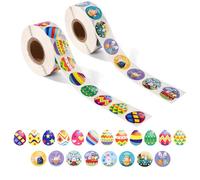 2000pcs Easter Stickers Roll, 20 Styles Happy Easter Egg Bunny Stickers 0.98in Cute Easter Decorating Gift Stickers Bunny Stickers Easter Eggs Stickers for Kids Party Supplies Decoration