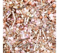 2000PCS Mixed Glass Bugle Beads Glass Champagne Seed Beads Microbeads Tube Bead for Jewelry Making 1.5-4.5mm Small Embroidery Bead for Jewelry Making