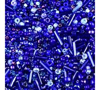 2000PCS Mixed Glass Bugle Beads Glass Dark Blue Seed Beads Microbeads Tube Bead for Jewelry Making 1.5-4.5mm Small Embroidery Bead for Jewelry