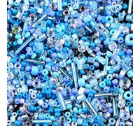 2000PCS Mixed Glass Bugle Beads Glass Light Blue Seed Beads Microbeads Tube Bead for Jewelry Making 1.5-4.5mm Small Embroidery Bead for Jewelry Making